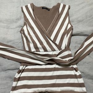 Pattyboutik striped crossover sleeveless top
